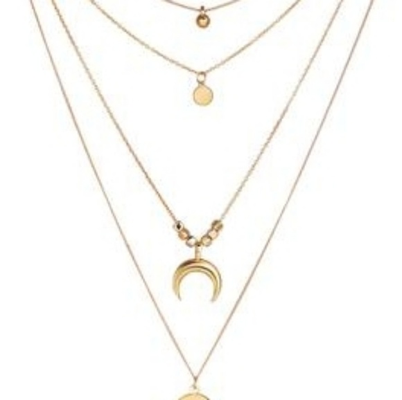 NECKLESS THREE LAYERS MOON GOLD FASHIO JEWELLERY - Picture 2 of 3